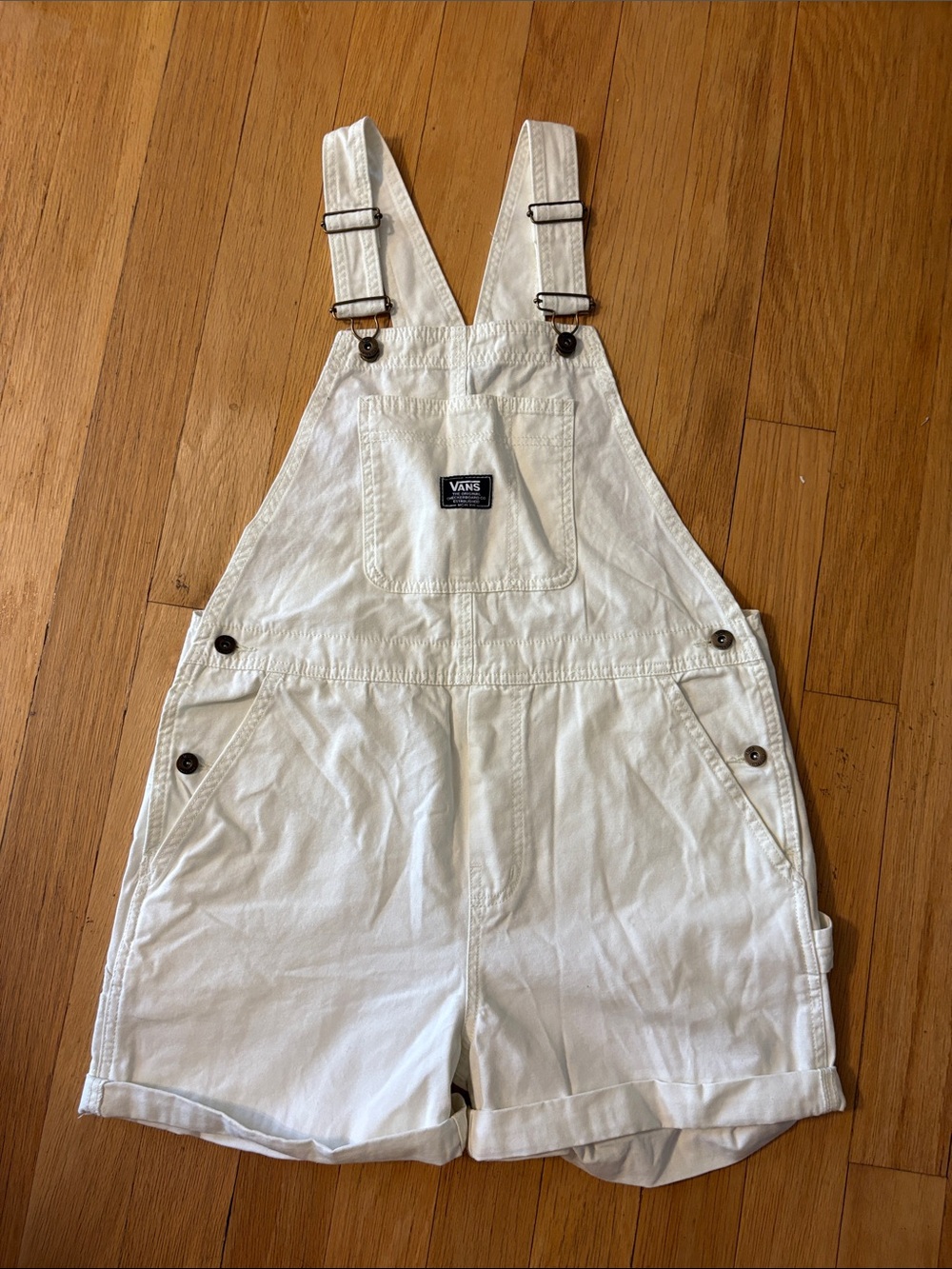 Vans Cream Short Denim Overalls